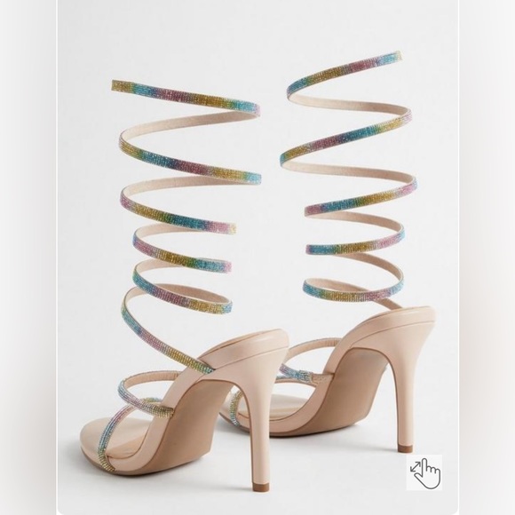 Torrid Lace Up Embroidered Heel Sandal rainbow sparkle rhinestone lace up 9WW - Picture 4 of 13